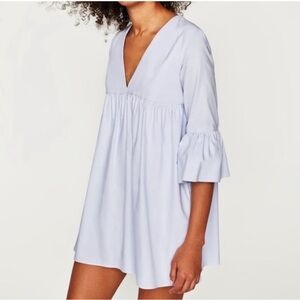 EUC ZARA Playsuit Romper Dress in Lilac Purple Cotton size Large